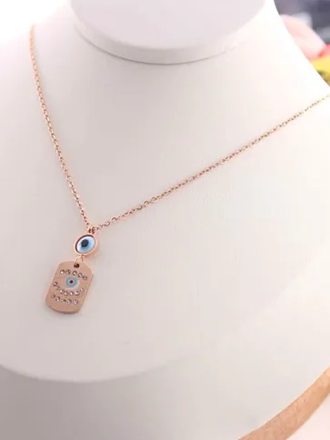 Evil Eye Pendant with Chain in Rose Gold finish - CP0792