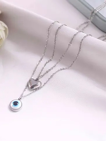 Evil Eye Pendant with Chain in Rhodium finish - CP0812