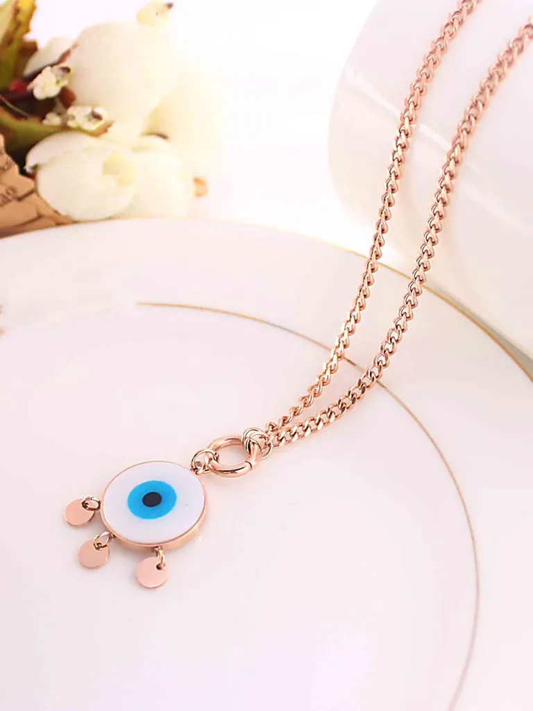 Evil Eye Pendant with Chain in Rose Gold finish - CP0814