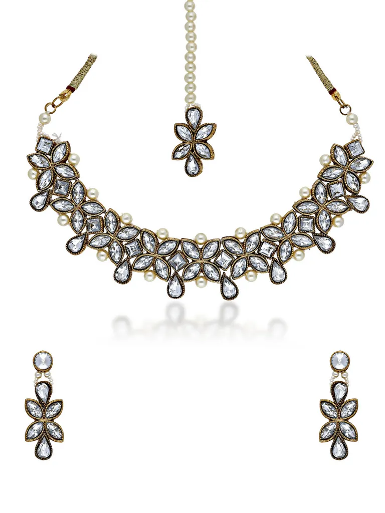 Antique Necklace Set in Mehendi finish - P7024