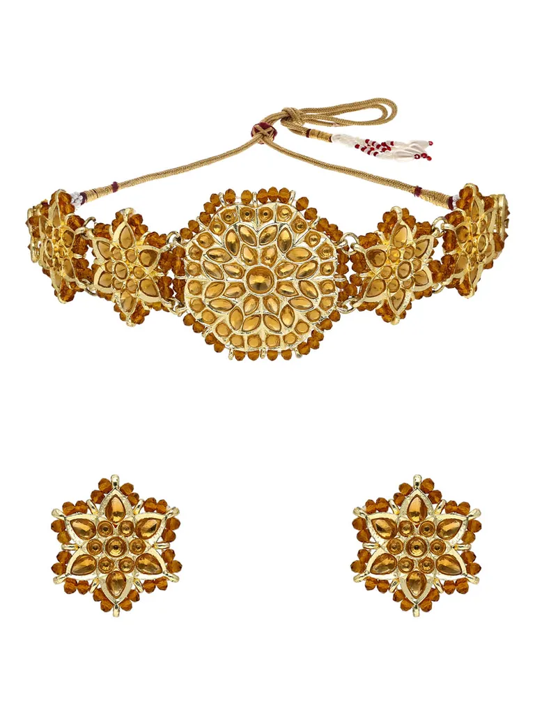 Kundan Choker Necklace Set in Gold finish - P5126