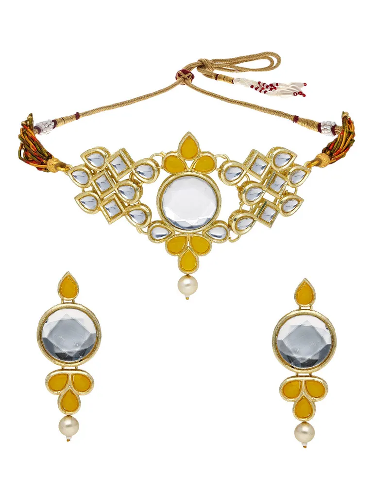 Kundan Choker Necklace Set in Gold finish - P7152