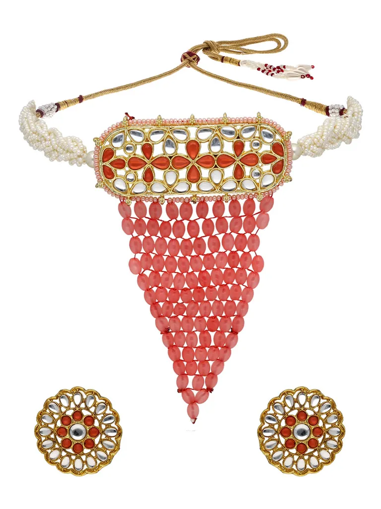 Kundan Choker Necklace Set in Gold finish - P7136