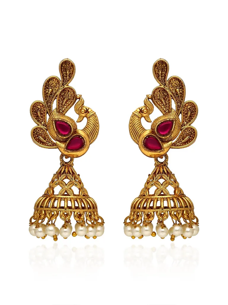 Antique Jhumka Earrings in Gold finish - KRT153