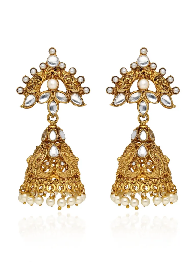 Antique Jhumka Earrings in Gold finish - KRT157