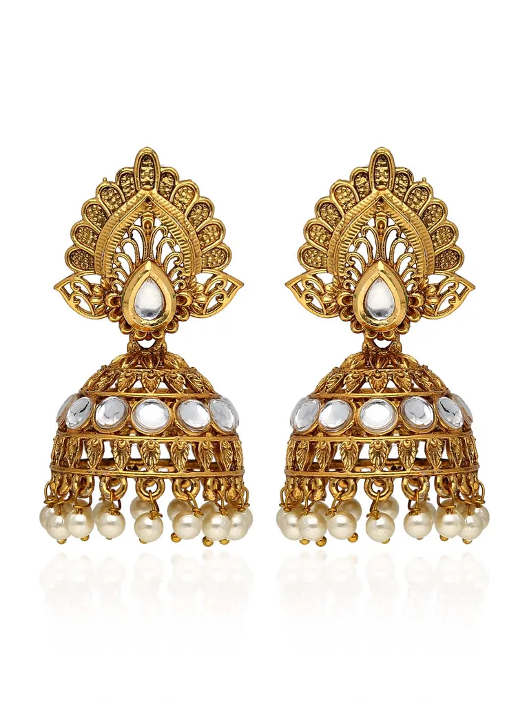 Antique Jhumka Earrings in Gold finish - KRT163