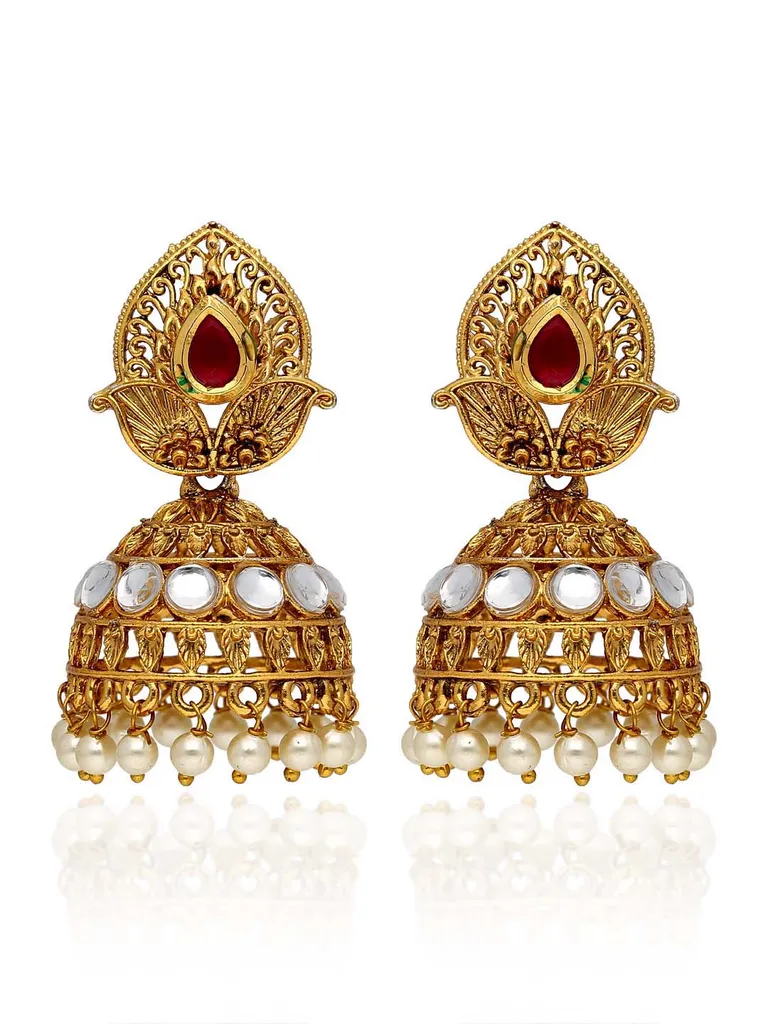 Antique Jhumka Earrings in Gold finish - KRT169