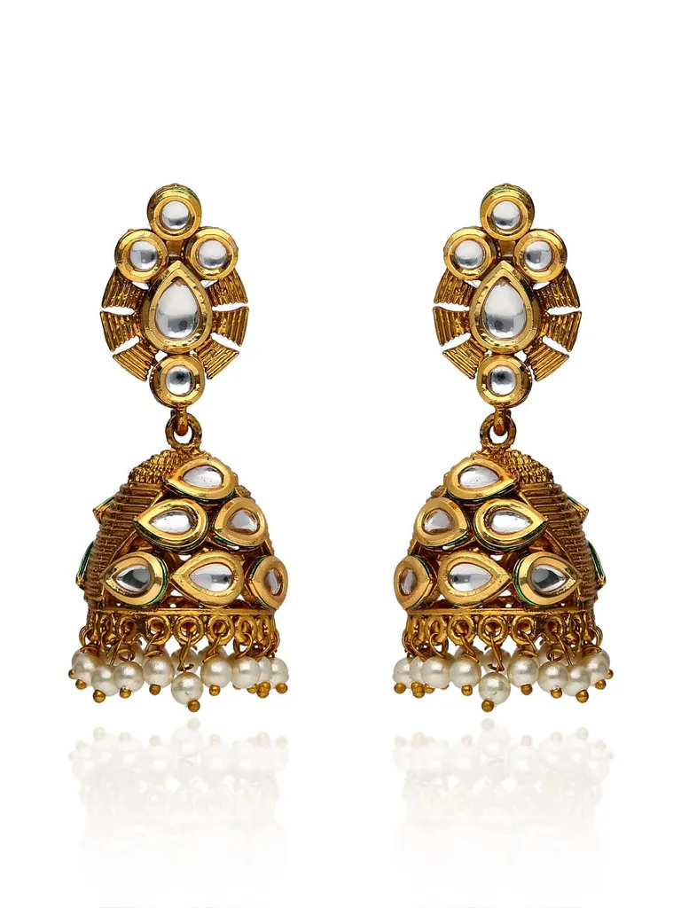 Kundan Jhumka Earrings in Gold finish - KRT219