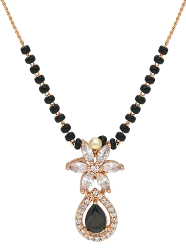 AD / CZ Single Line Mangalsutra in Rose Gold finish - D0255
