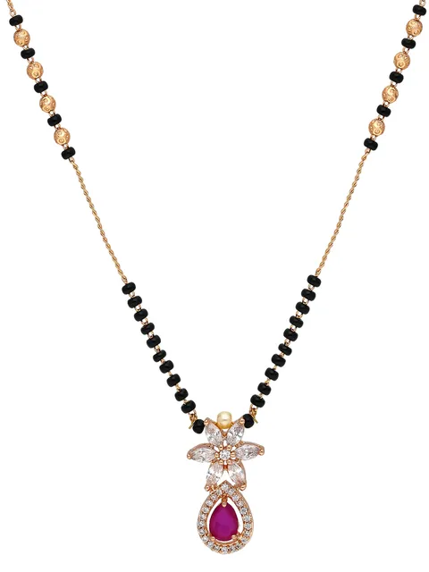 AD / CZ Single Line Mangalsutra in Rose Gold finish - D0256