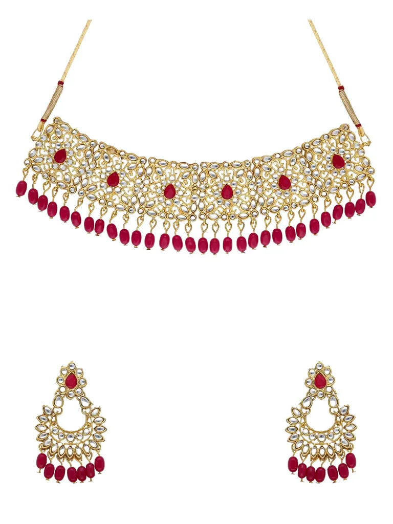 Kundan Choker Necklace Set in Gold finish - 88552