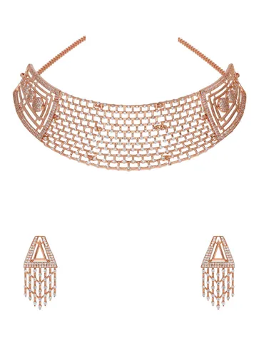 AD / CZ Necklace Set in Rose Gold finish - AST4