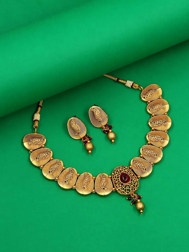 Antique Necklace Set in Rajwadi finish - C9134