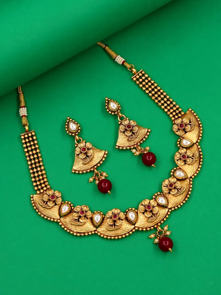 Antique Necklace Set in Rajwadi finish - C9136