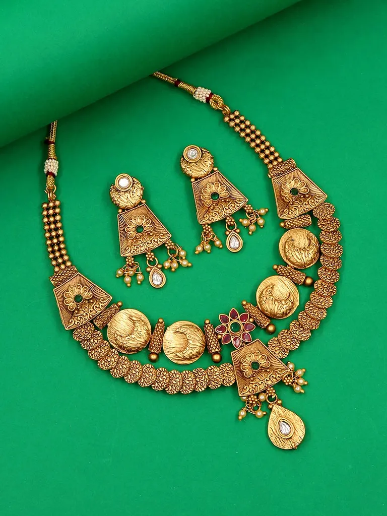 Antique Necklace Set in Rajwadi finish - C9132RG