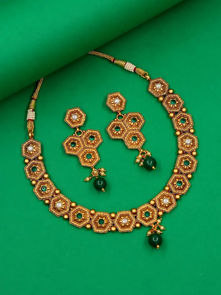 Antique Necklace Set in Rajwadi finish - C9139