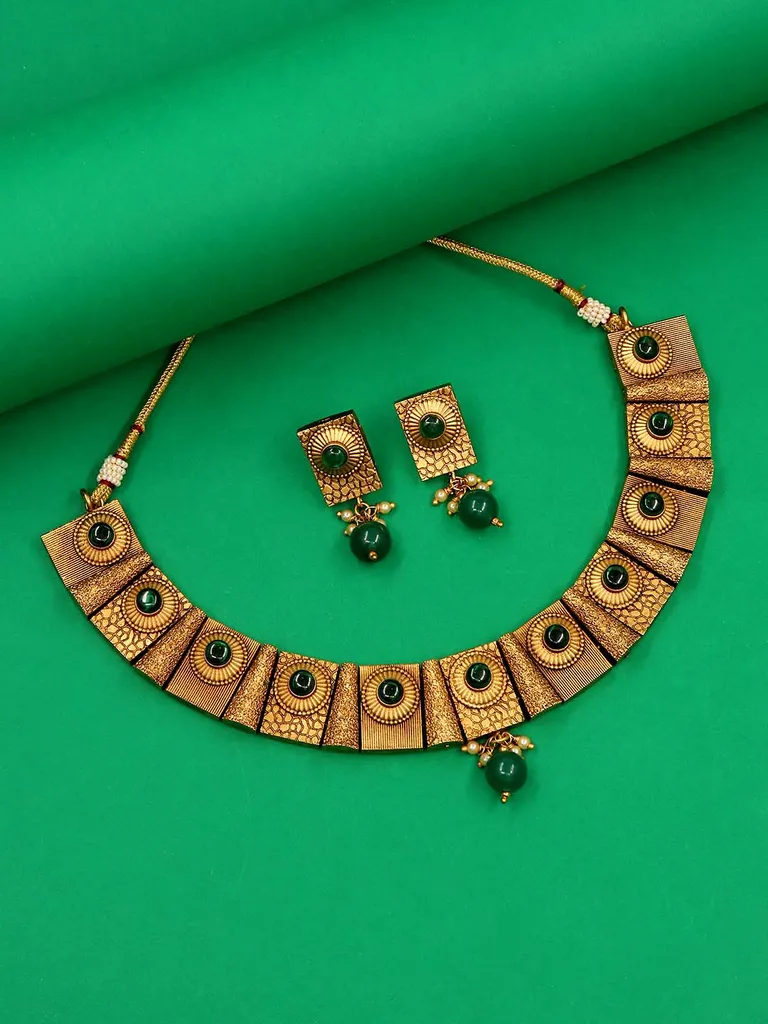 Antique Necklace Set in Rajwadi finish - C9113