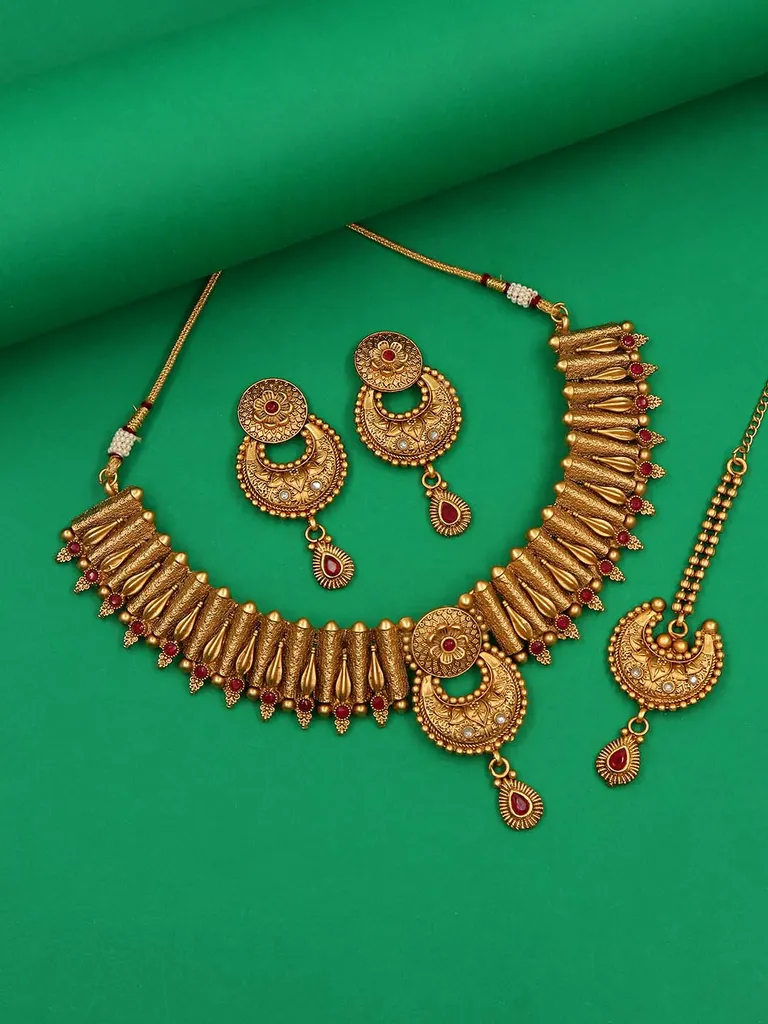 Antique Necklace Set in Rajwadi finish - C9123