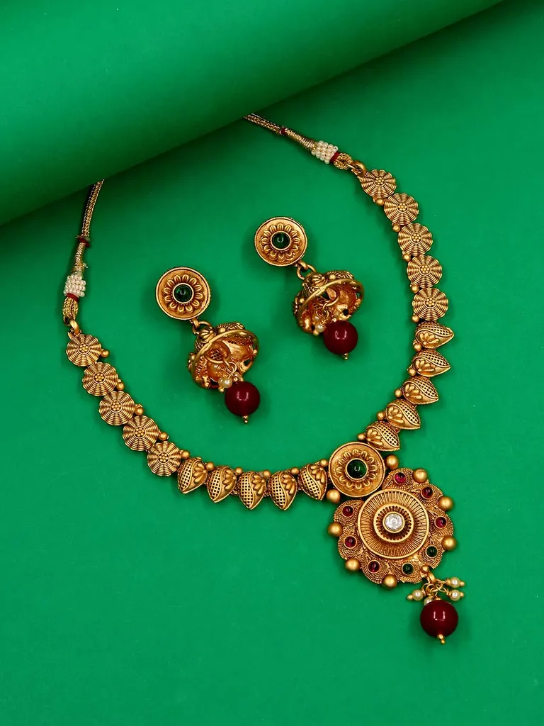 Antique Necklace Set in Rajwadi finish - C9134