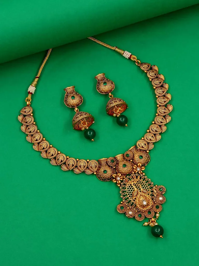 Antique Necklace Set in Rajwadi finish - C9135