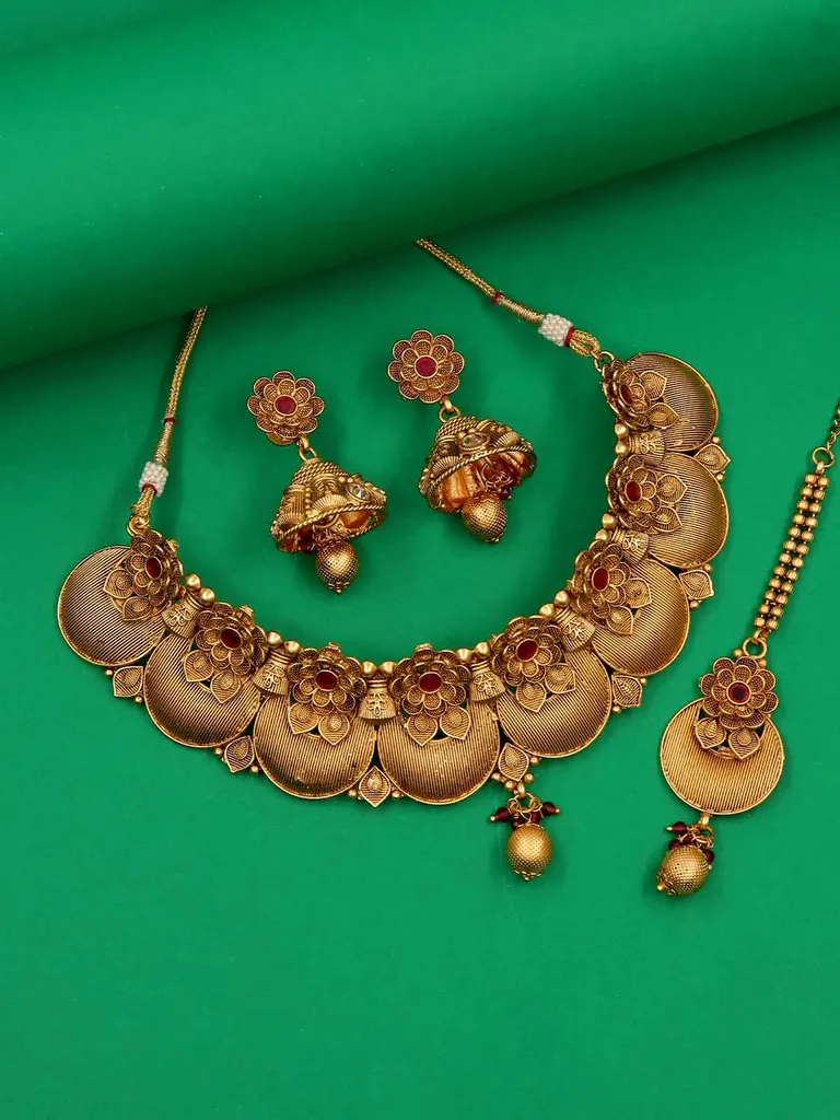 Antique Necklace Set in Rajwadi finish - C9121