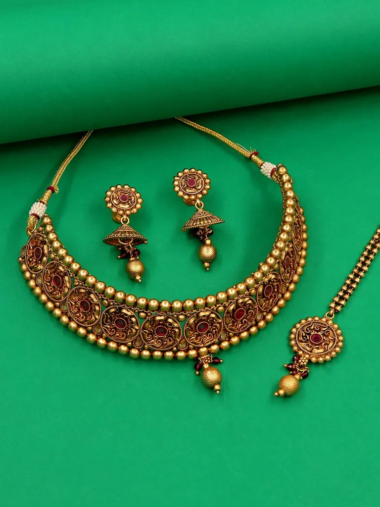 Antique Necklace Set in Rajwadi finish - C9204