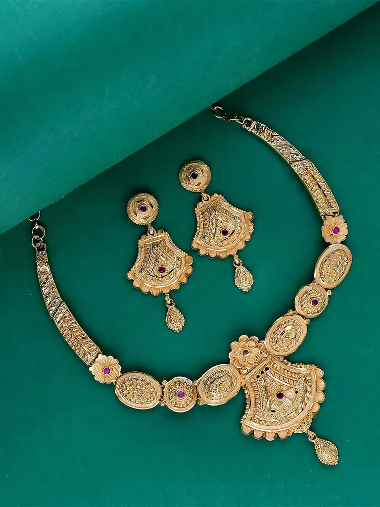 Traditional Forming Gold Necklace Set - A4138B