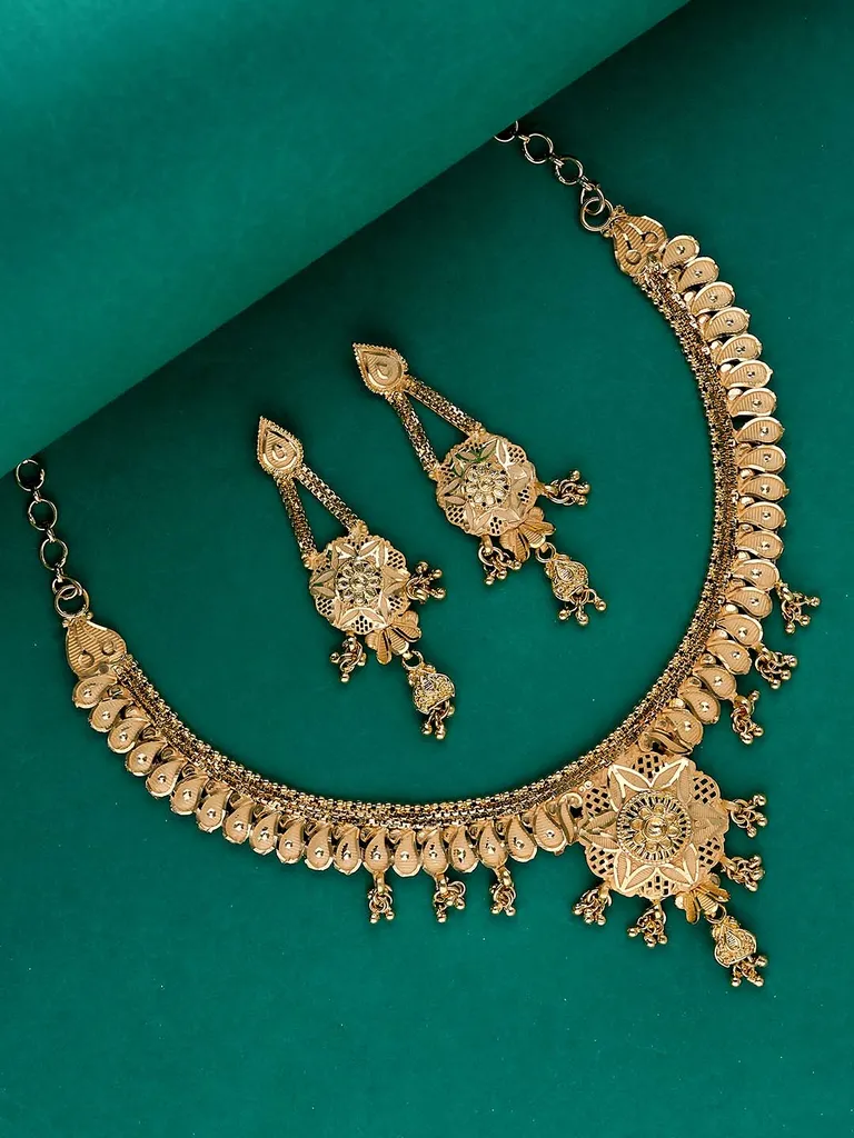 Traditional Forming Gold Necklace Set - A4334B