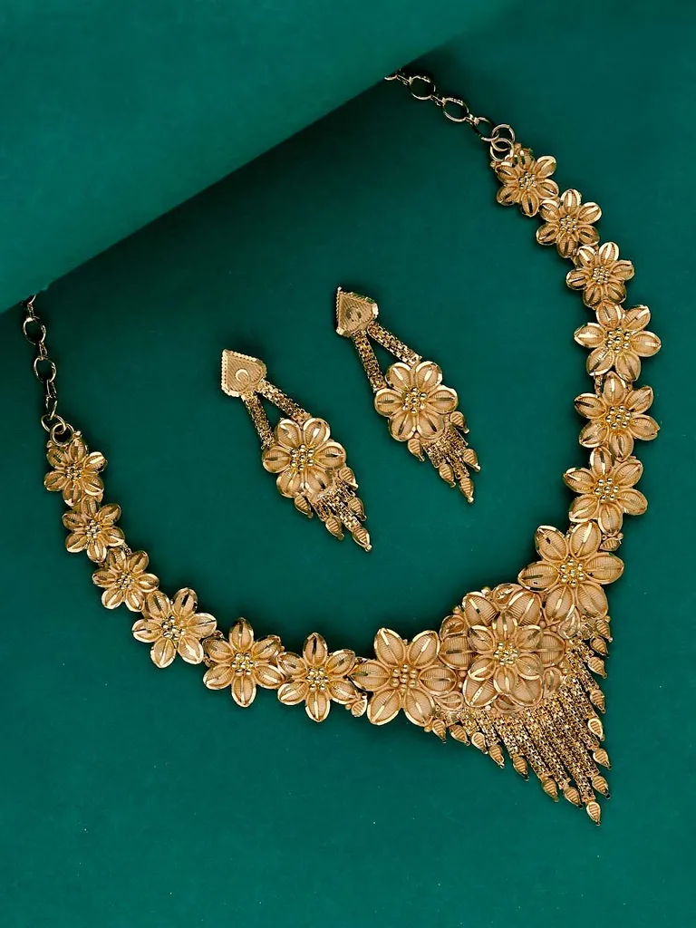 Traditional Forming Gold Necklace Set - A4345A