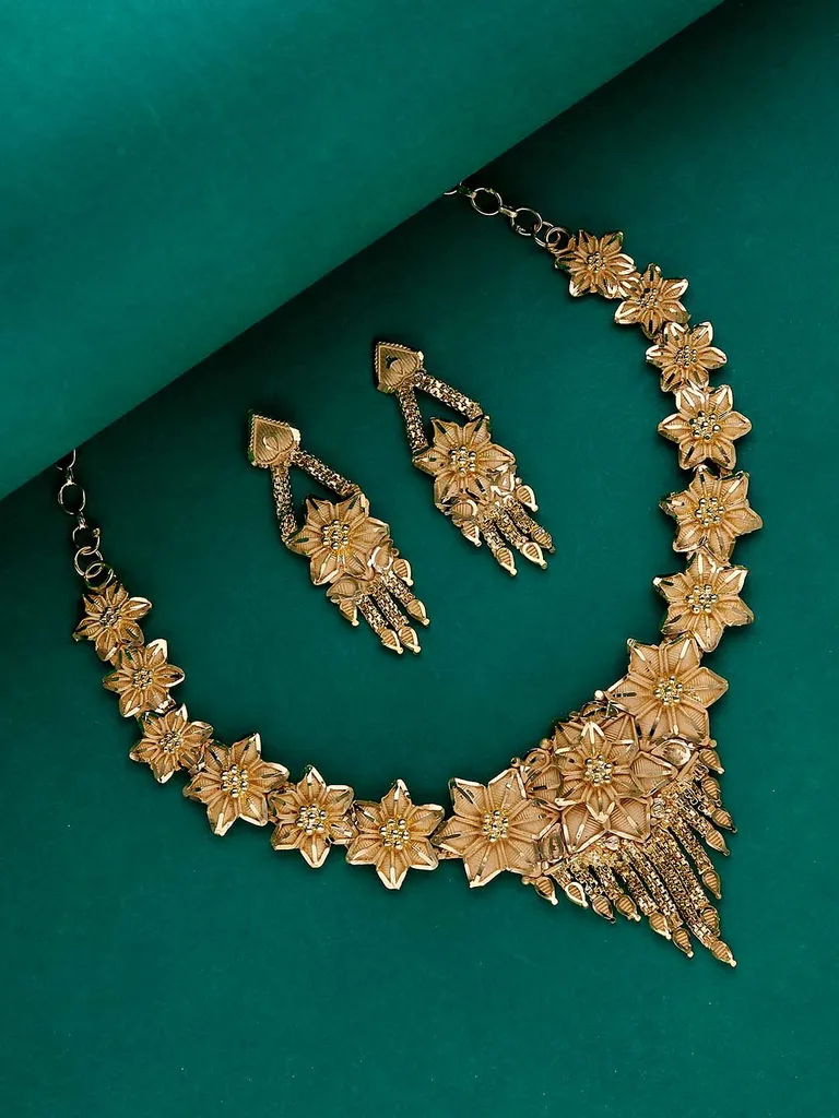 Traditional Forming Gold Necklace Set - A4345B