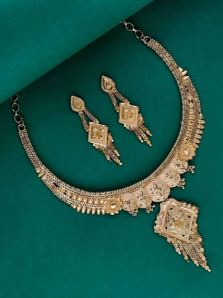 Traditional Forming Gold Necklace Set - A4342A