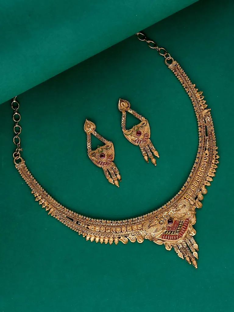 Traditional Forming Gold Necklace Set - A4315A