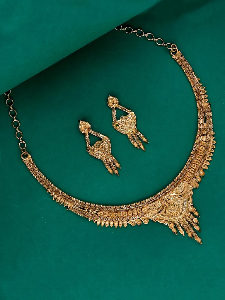 Traditional Forming Gold Necklace Set - A4314B