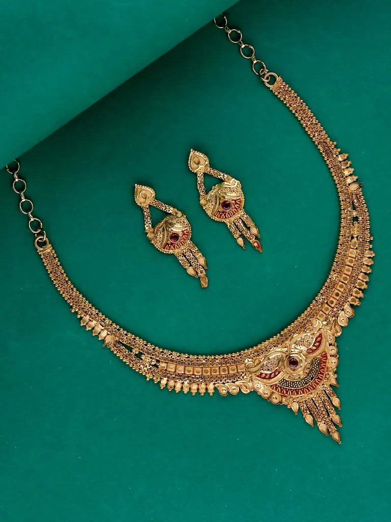 Traditional Forming Gold Necklace Set - A4315B