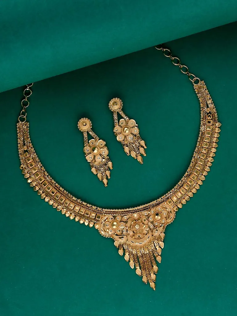 Traditional Forming Gold Necklace Set - A4335B