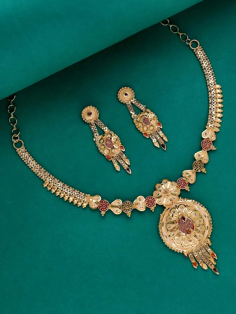 Traditional Forming Gold Necklace Set - A4347D