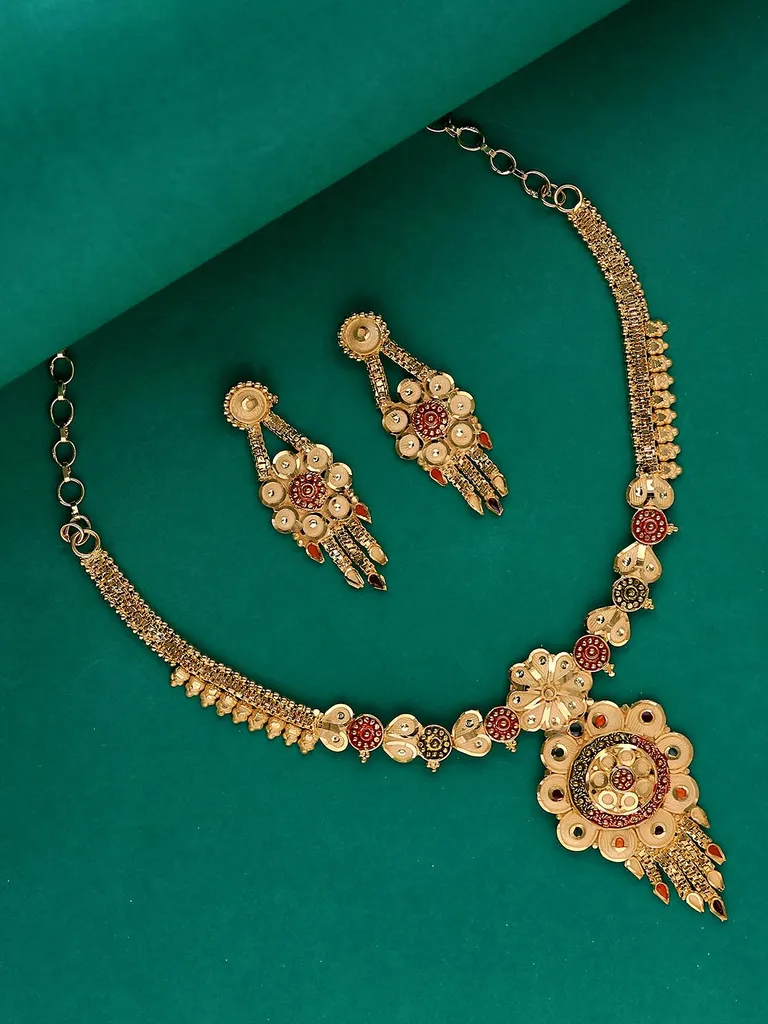 Traditional Forming Gold Necklace Set - A4347B
