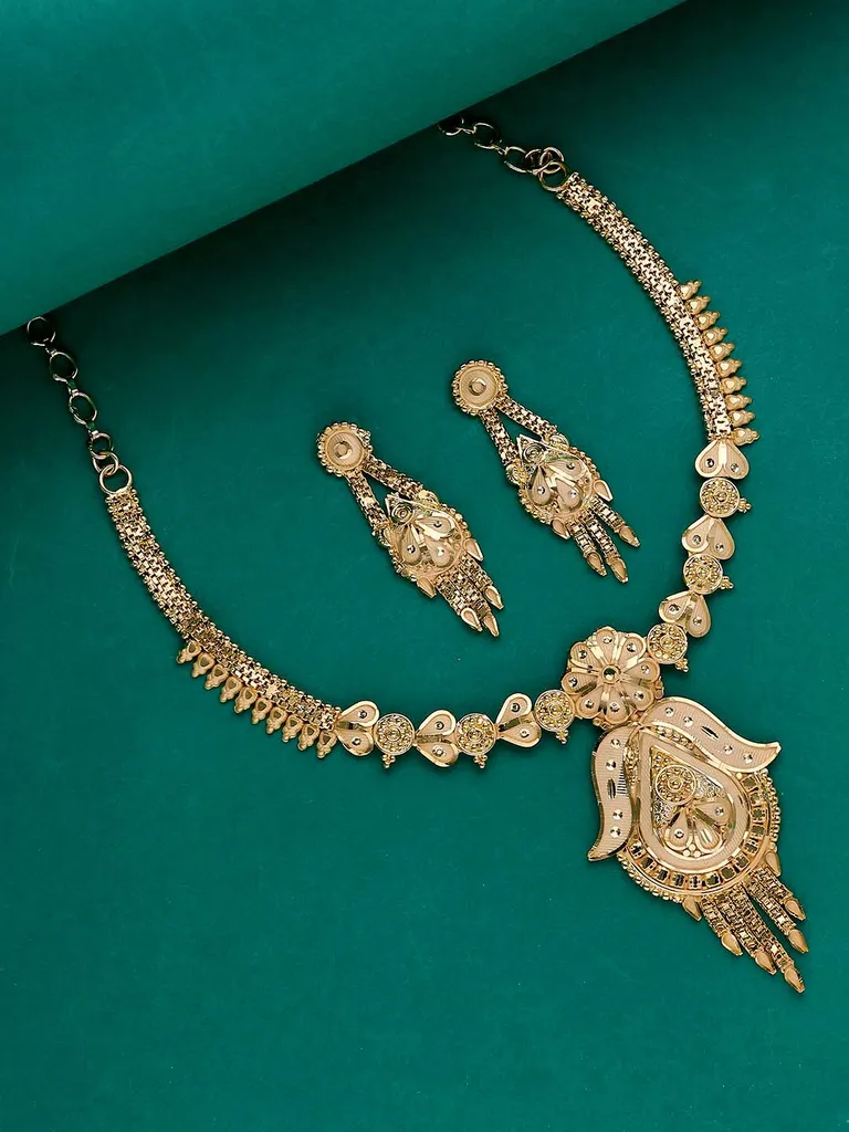 Traditional Forming Gold Necklace Set - A4347E