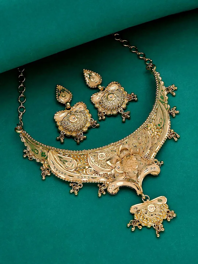 Traditional Forming Gold Necklace Set - A4309B