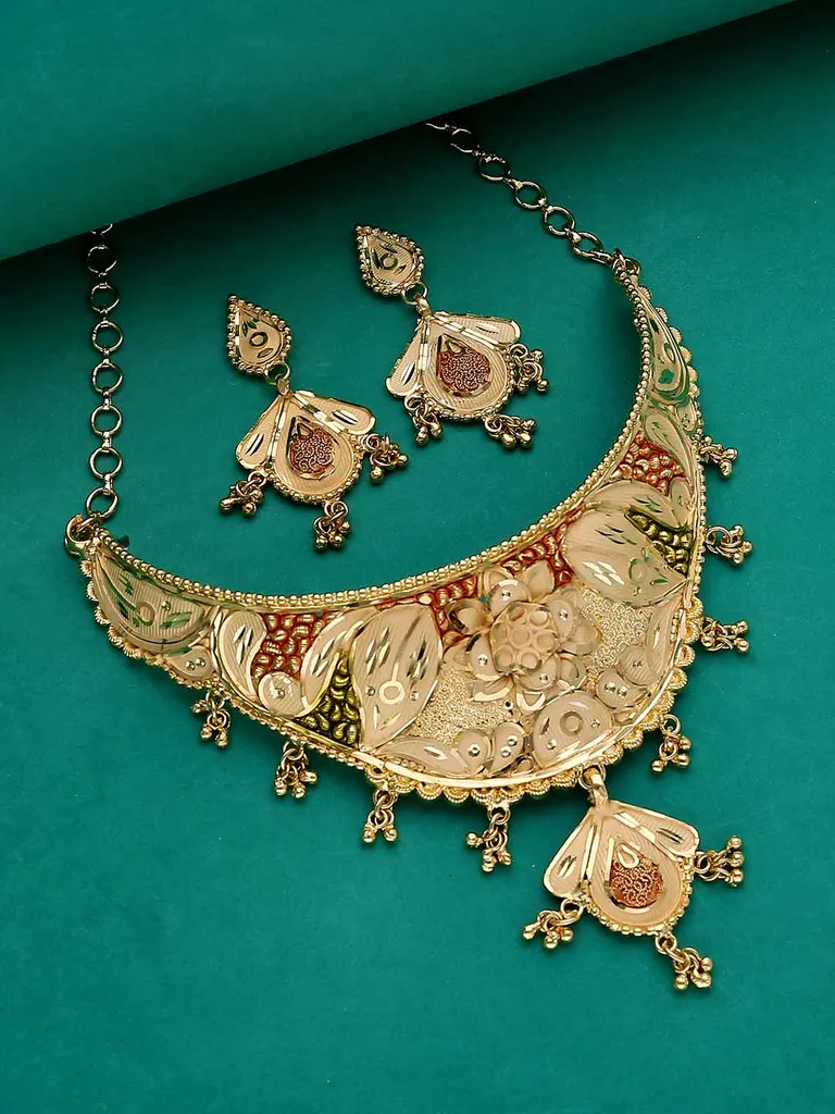 Traditional Forming Gold Necklace Set - A4309D