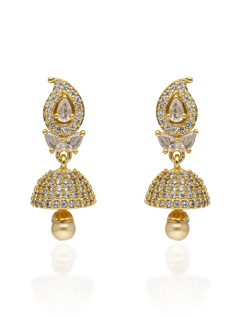 AD / CZ Jhumka Earrings in Gold finish - CNB31128