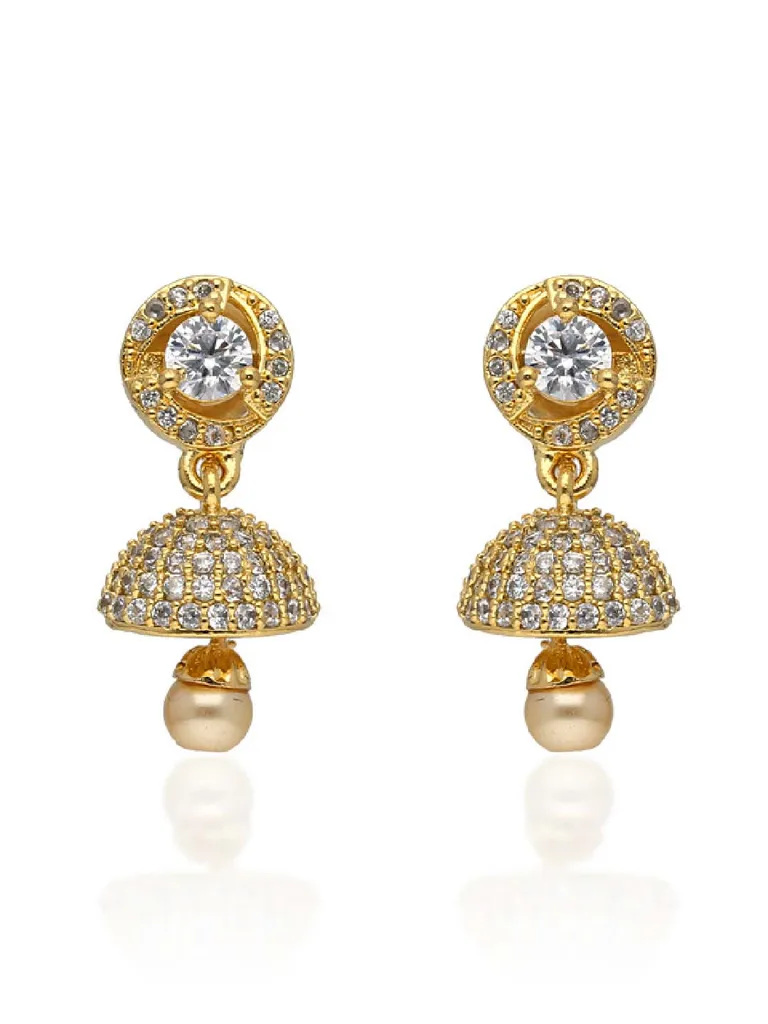 AD / CZ Jhumka Earrings in Gold finish - CNB31137