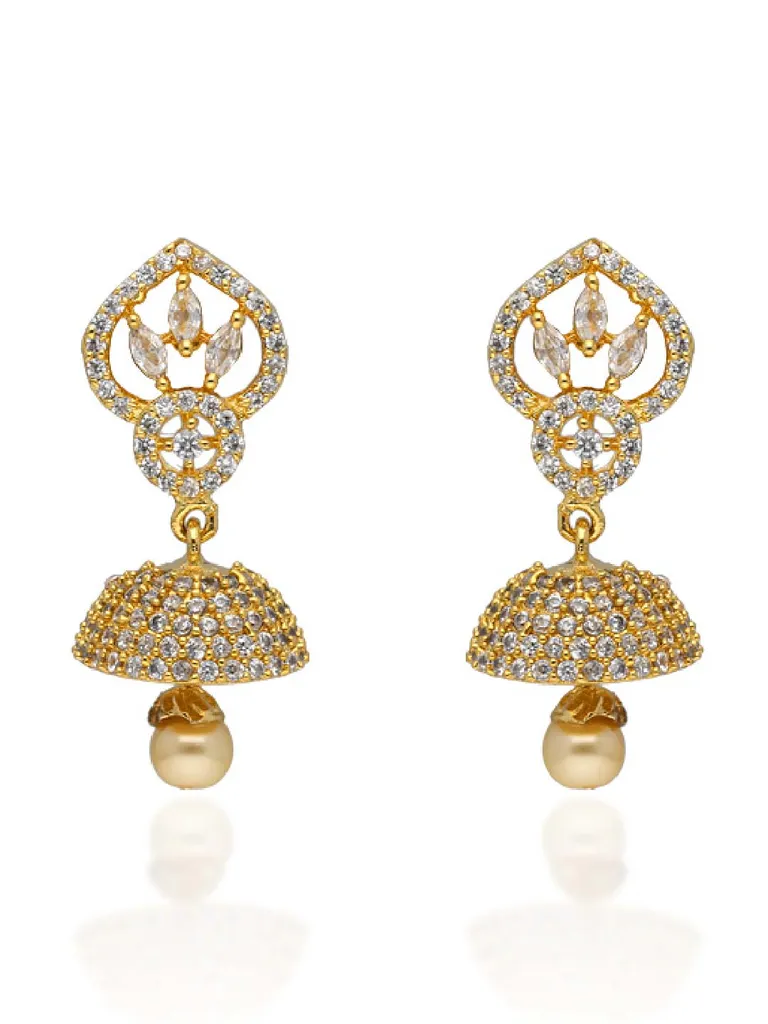 AD / CZ Jhumka Earrings in Gold finish - CNB31354