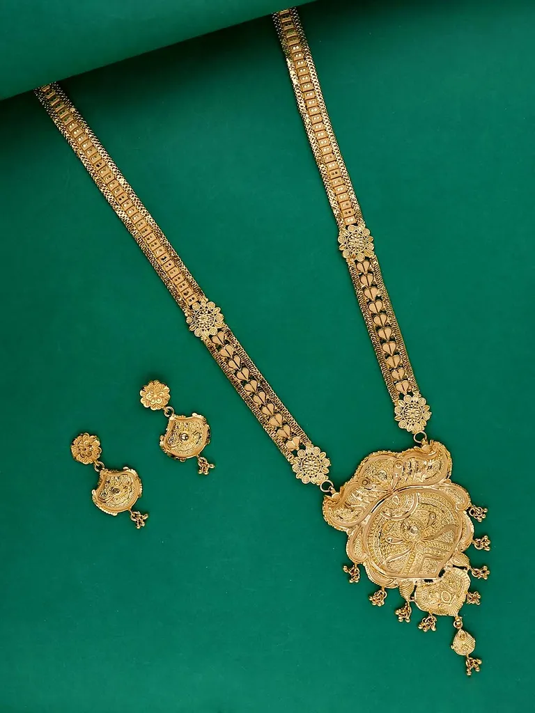 Traditional Forming Gold Long Necklace Set - 4343A