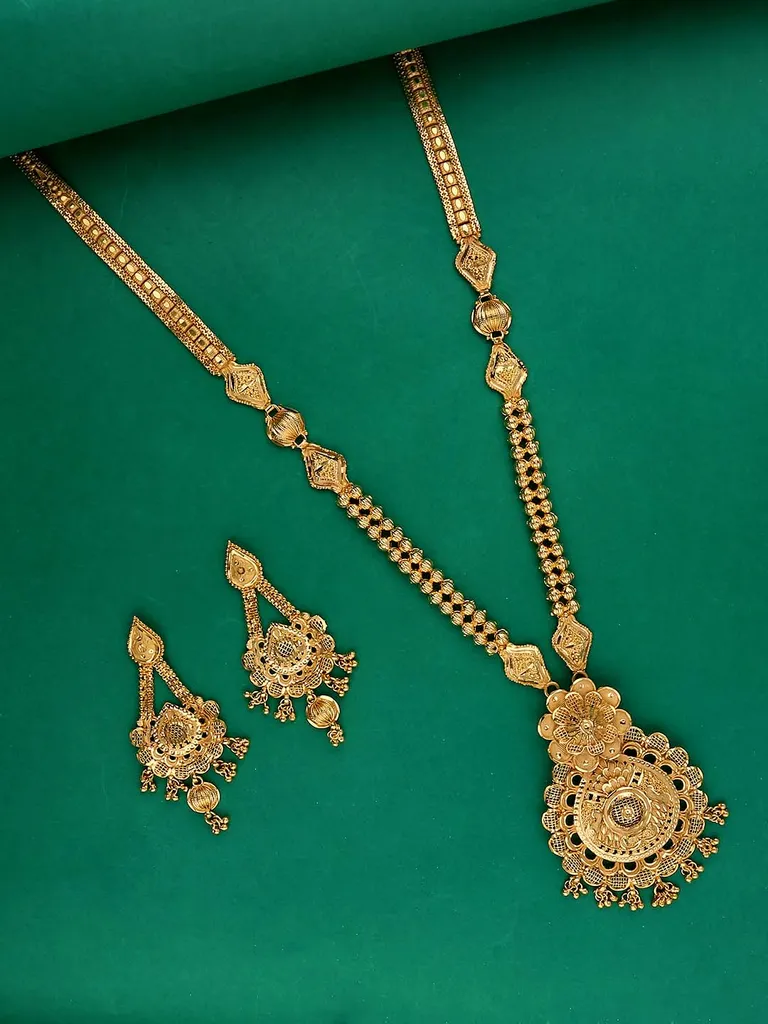 Traditional Forming Gold Long Necklace Set - 2180B