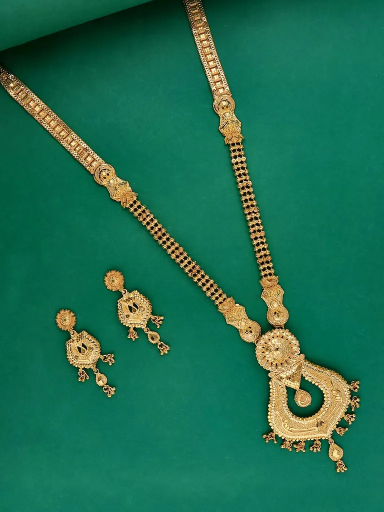 Traditional Forming Gold Long Necklace Set - 2180A