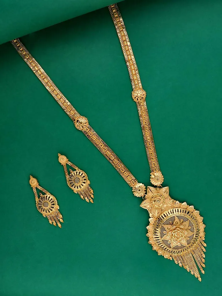 Traditional Forming Gold Long Necklace Set - 2107A