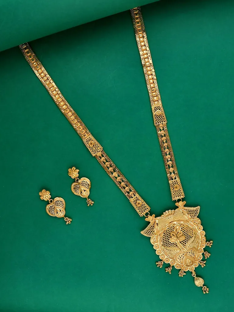 Traditional Forming Gold Long Necklace Set - 4348A