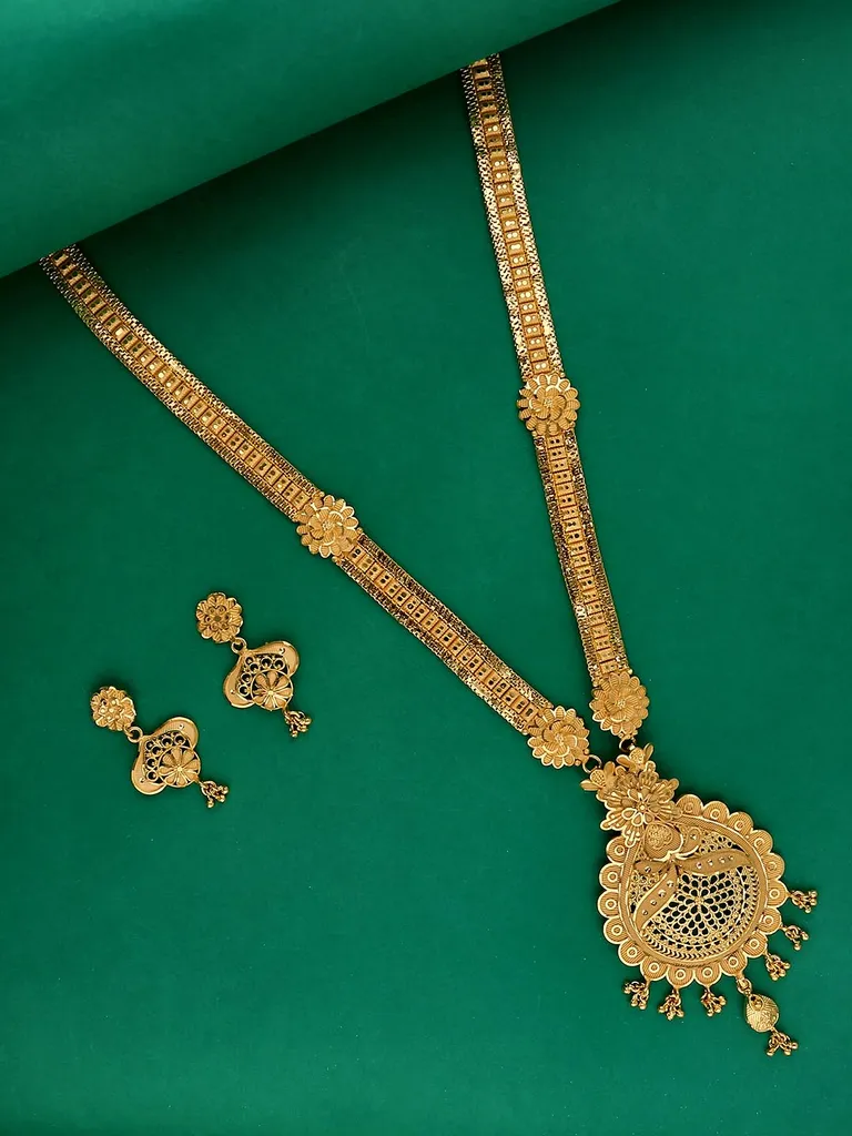 Traditional Forming Gold Long Necklace Set - 4348B