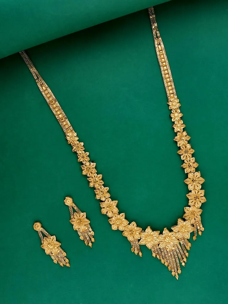 Traditional Forming Gold Long Necklace Set - 2103C